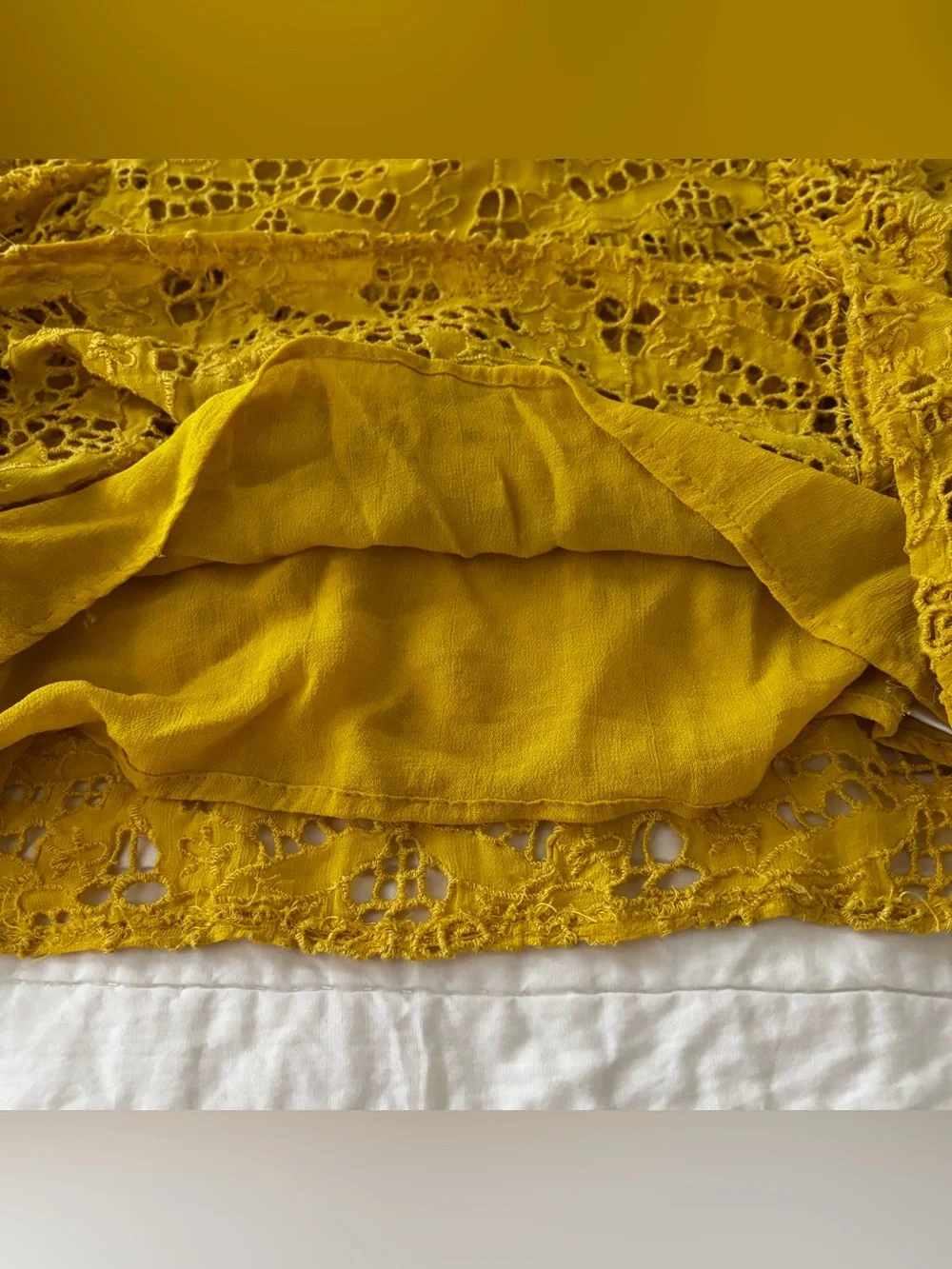 Anthropologie Maeve Clementine Ruffled Eyelet Women’s 2 Blouse Yellow Flowy Boho